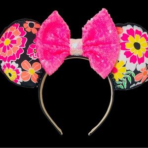 Neon Floral Minnie Mouse Ears